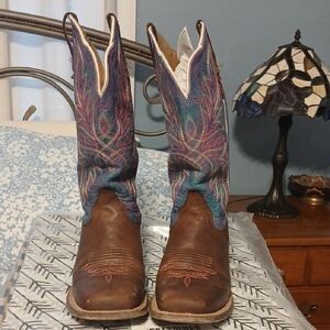 Ariat Brown and Blue Cowboy Boots